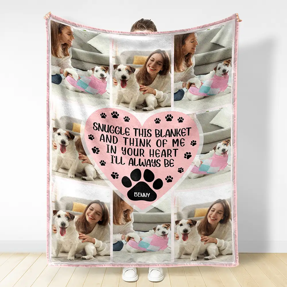 Custom Photo Snuggle This Blanket And Think Of Me - Personalized Fleece Blanket, Sherpa Blanket - Image 3