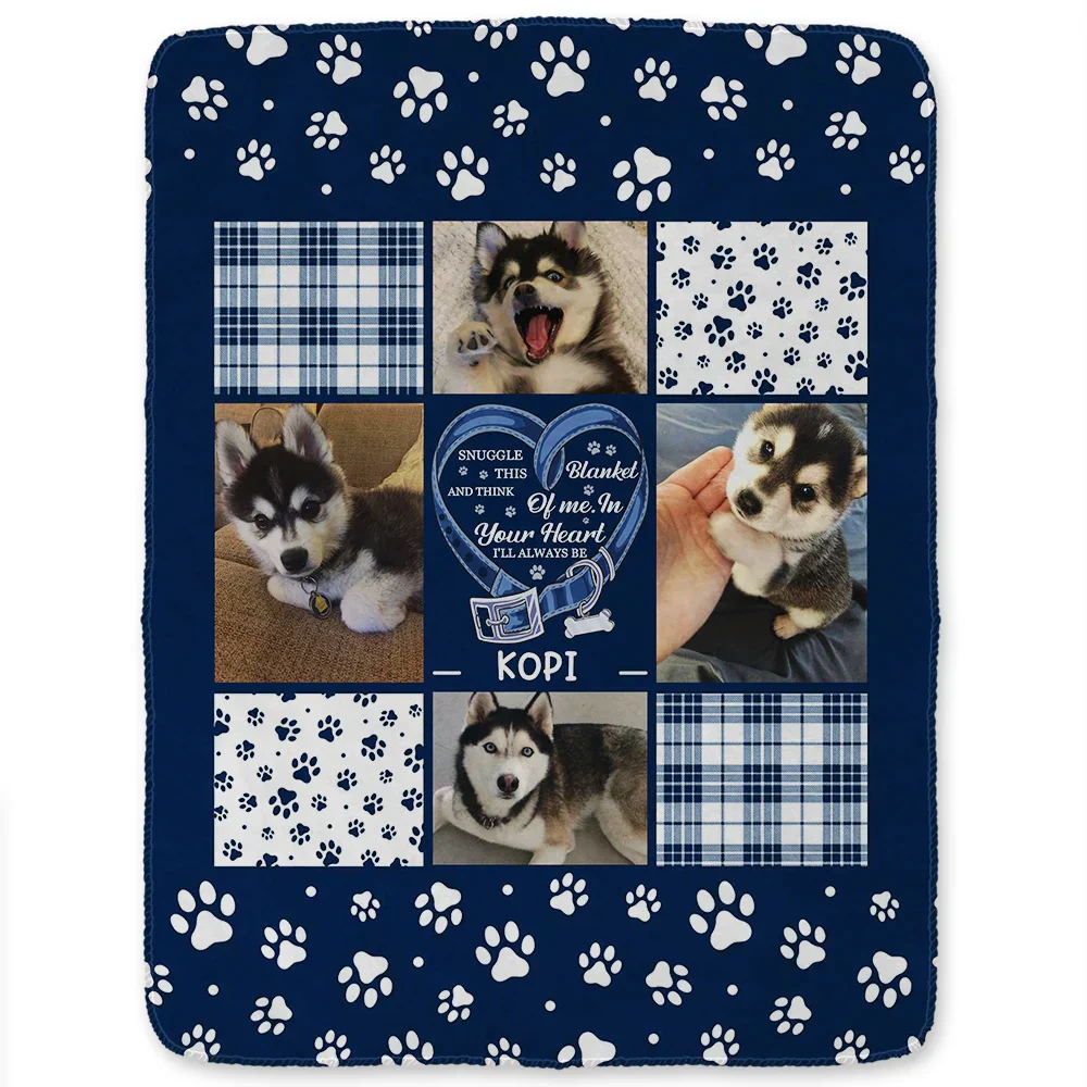 Custom Photo Snuggle This Blanket Pet Memorial - Personalized Fleece Blanket, Sherpa Blanket - Image 2