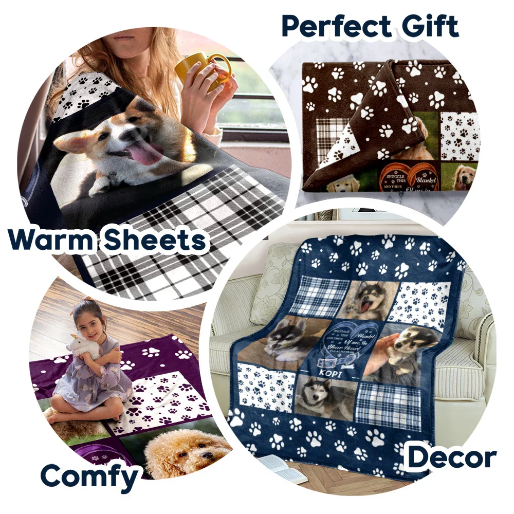 Custom Photo Snuggle This Blanket Pet Memorial - Personalized Fleece Blanket, Sherpa Blanket - Image 7