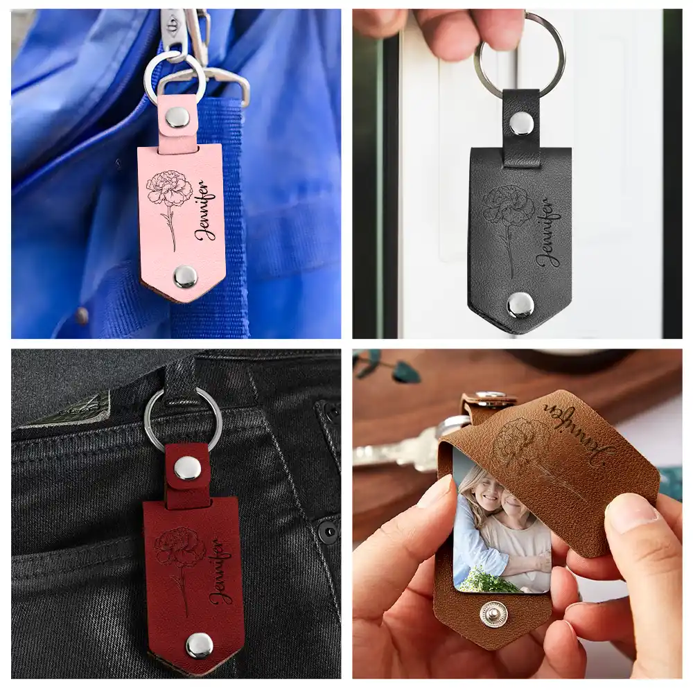 Custom Photo Sometimes You Forget You Are Awesome - Personalized Leather Photo Keychain - Image 5