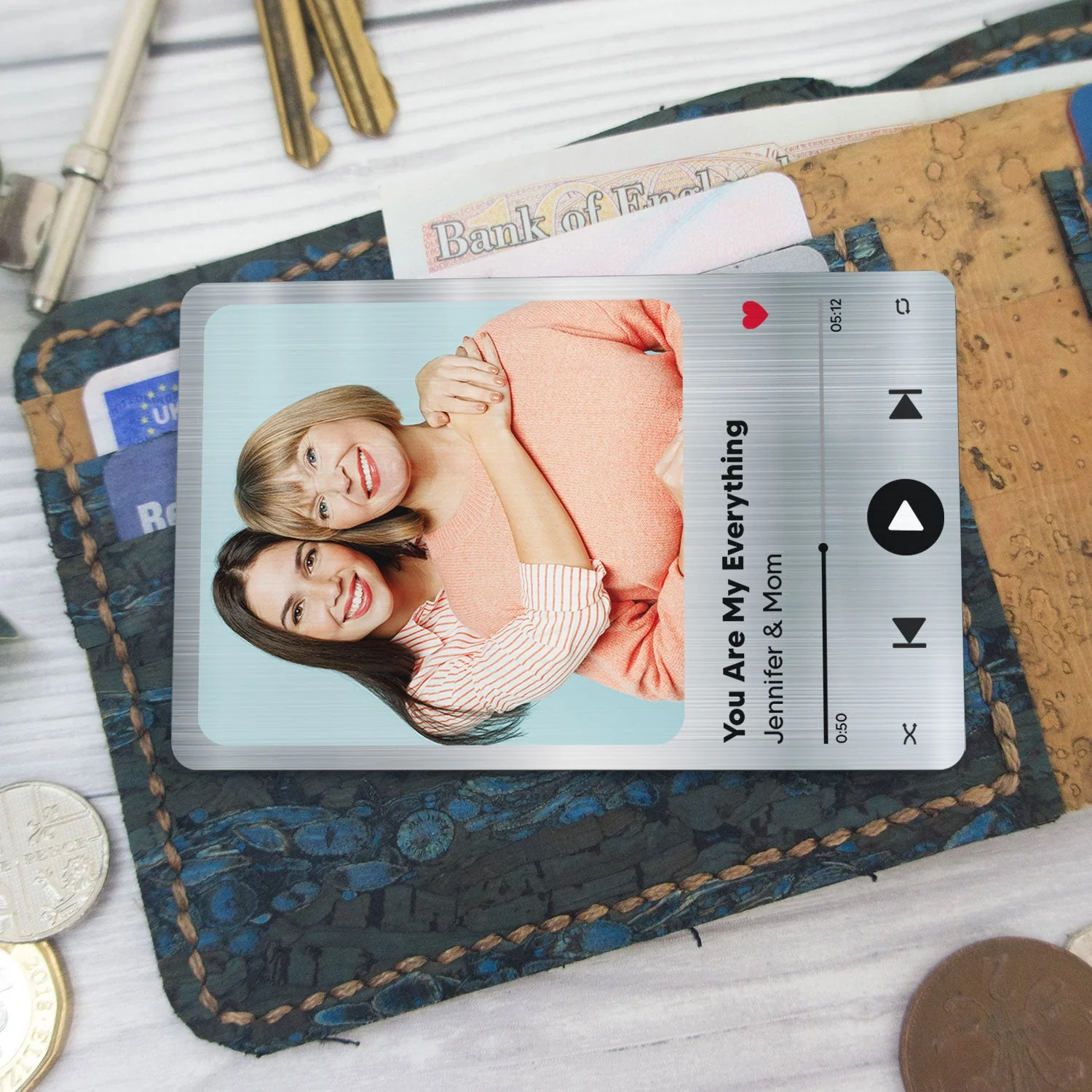 Custom Photo Song - Birthday, Loving Gift For Mom, Grandma, Mum, Nana - Personalized Aluminum Wallet Card - Image 5