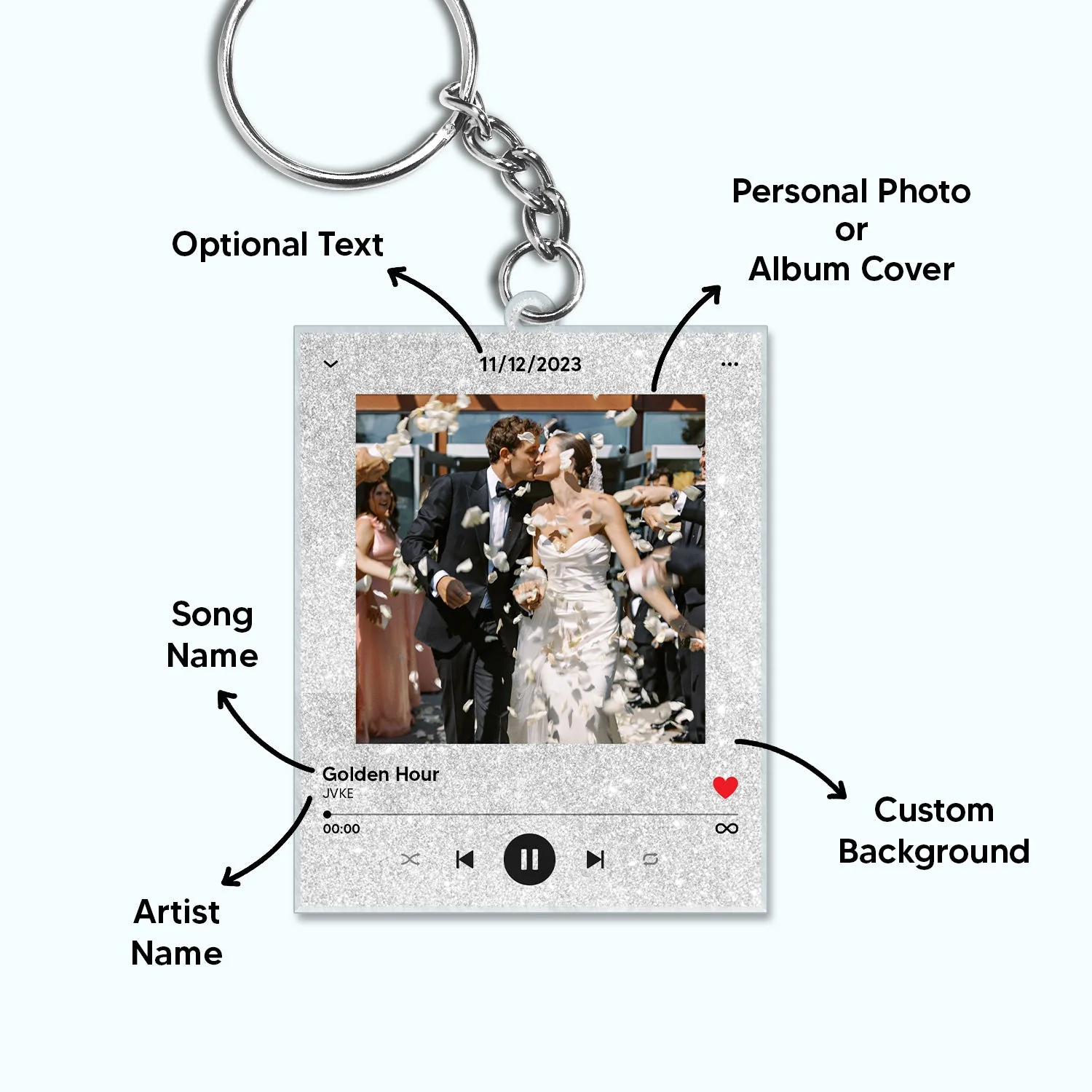 Custom Photo Song Keychain - Gift For Couples, Besties, Family - Personalized Acrylic Keychain - Image 2