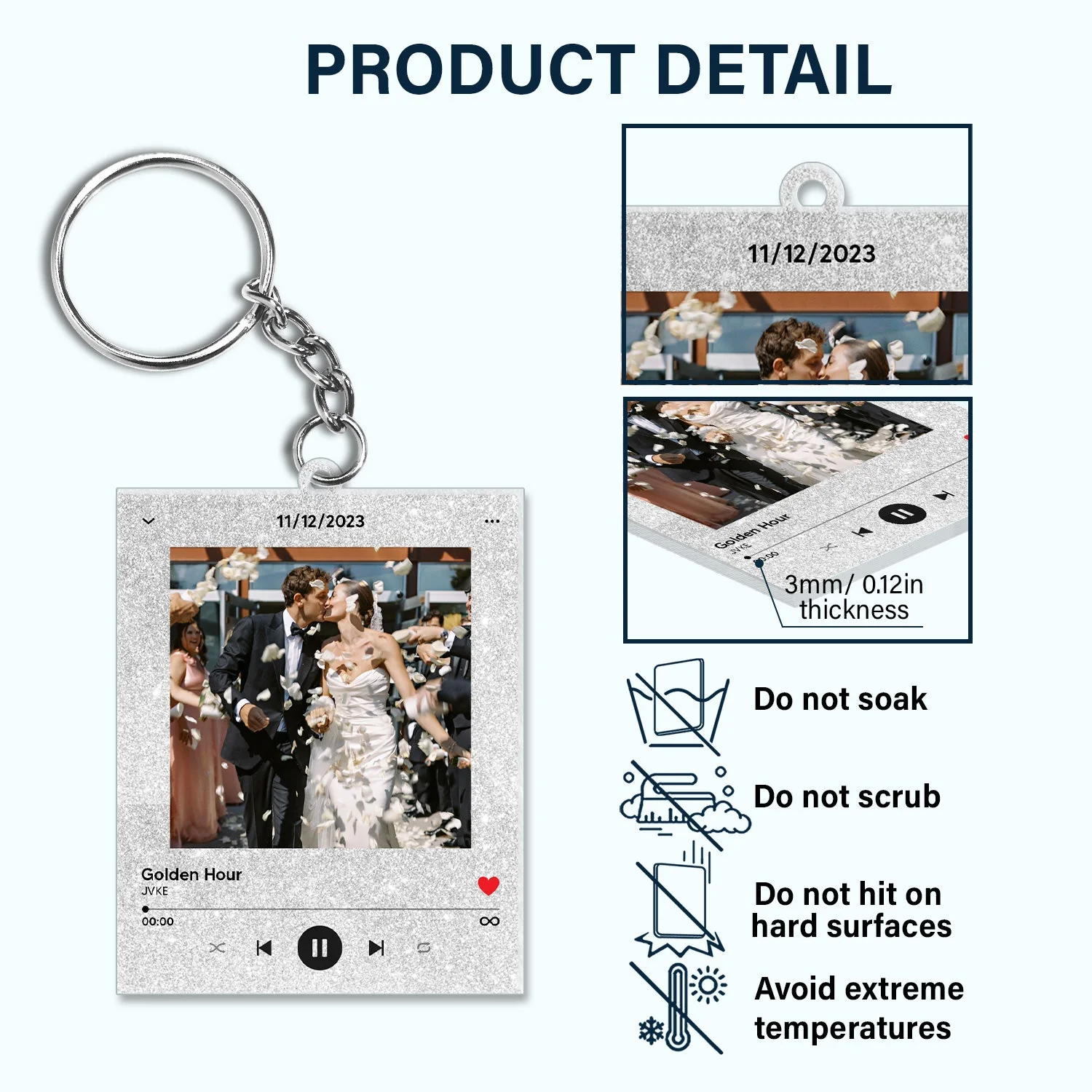 Custom Photo Song Keychain - Gift For Couples, Besties, Family - Personalized Acrylic Keychain - Image 6