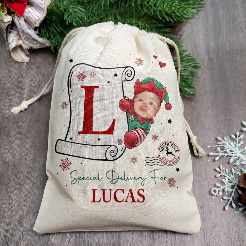 Custom Photo Special Delivery For Baby Santa - Personalized Favor Bag - Image 3