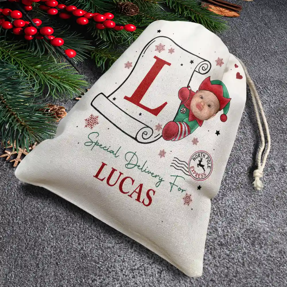 Custom Photo Special Delivery For Baby Santa - Personalized Favor Bag - Image 5