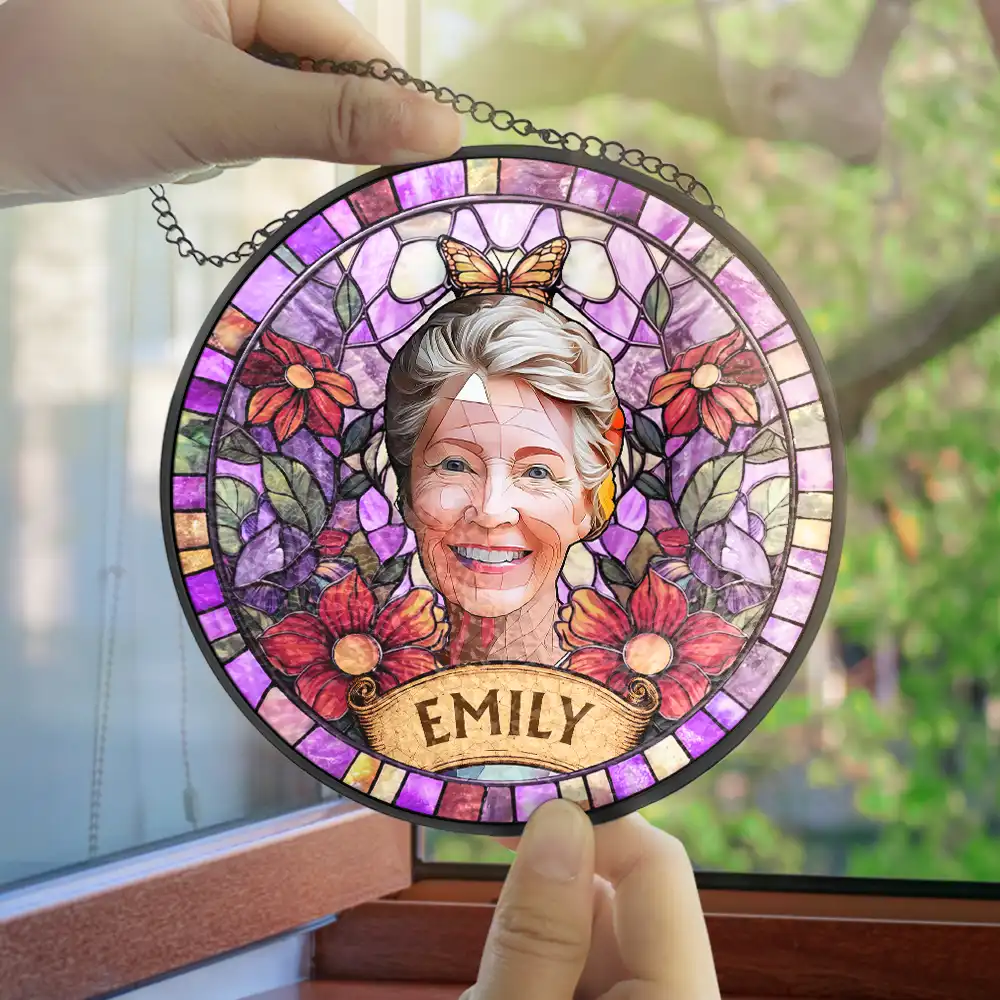Custom Photo Stained Glass Portrait Dog Cat Family - Personalized Stained Glass Window Hanging Suncatcher - Image 5