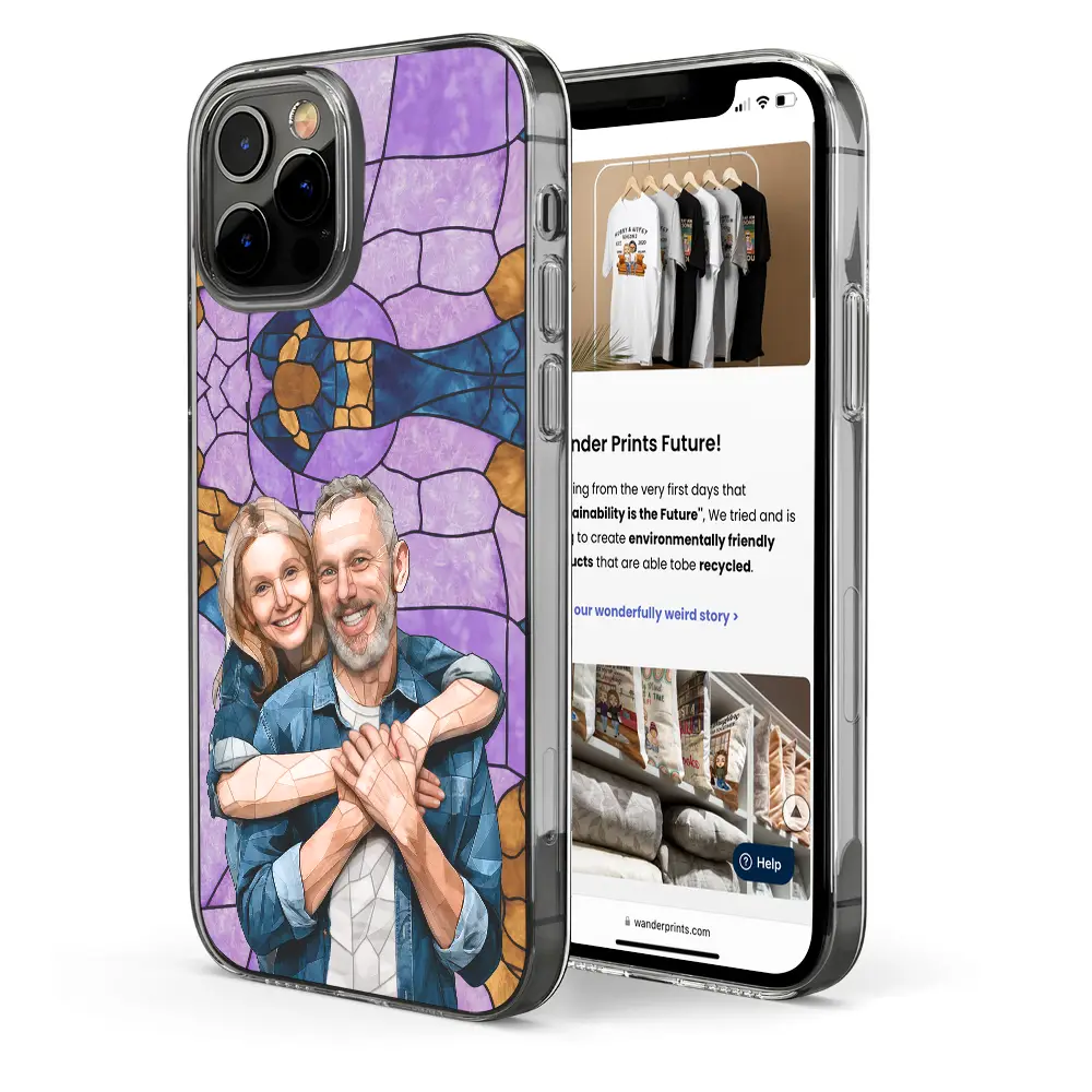 Custom Photo Stained Glass Portrait Mom Grandma Parents Family - Personalized Clear Phone Case - Image 5