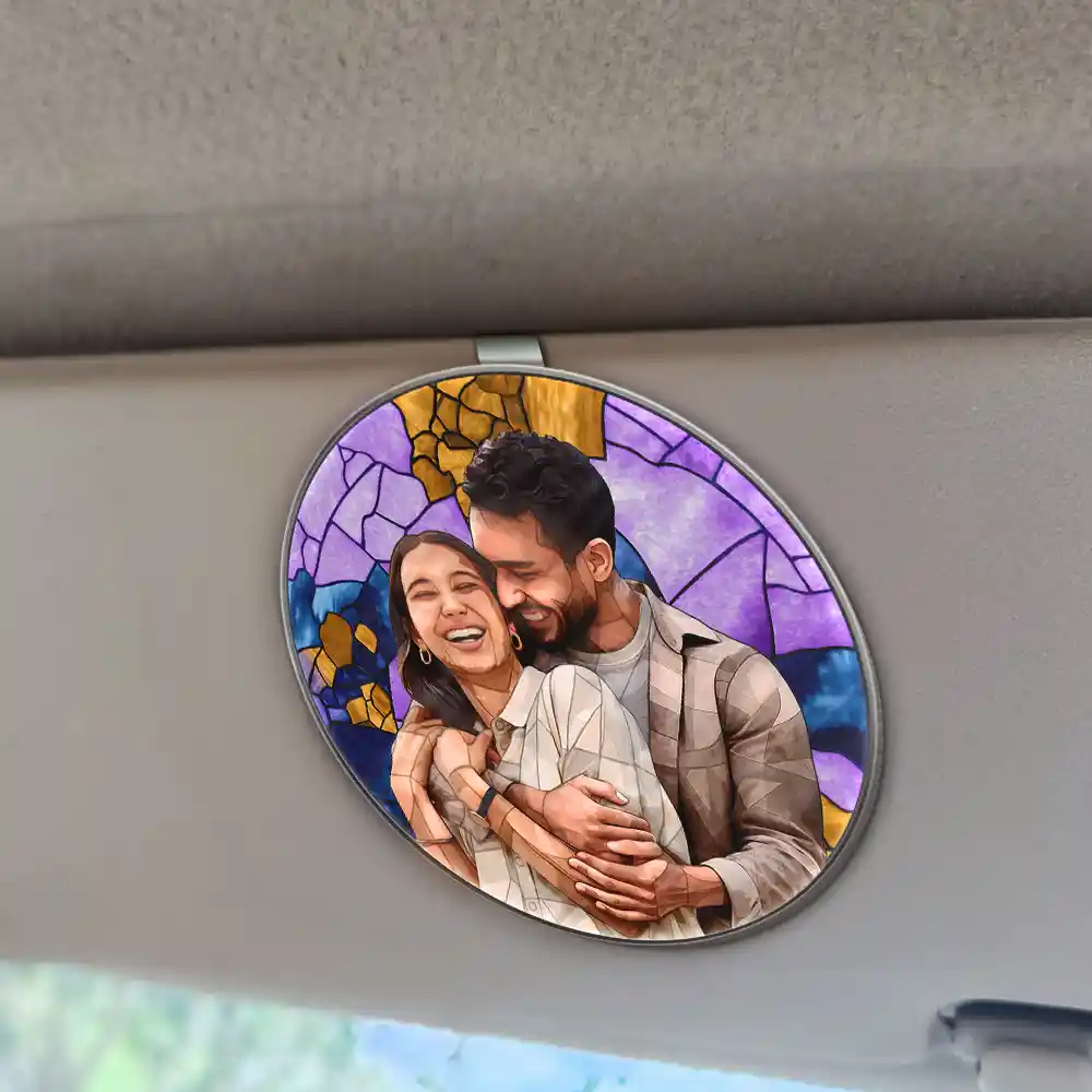 Custom Photo Stained Glass Portrait Mom Grandma Parents Family - Personalized Custom Shaped Acrylic Car Visor Clip - Image 3