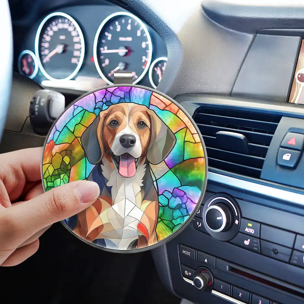 Custom Photo Stained Glass Portrait Mom Grandma Parents Family - Personalized Custom Shaped Acrylic Car Visor Clip - Image 4