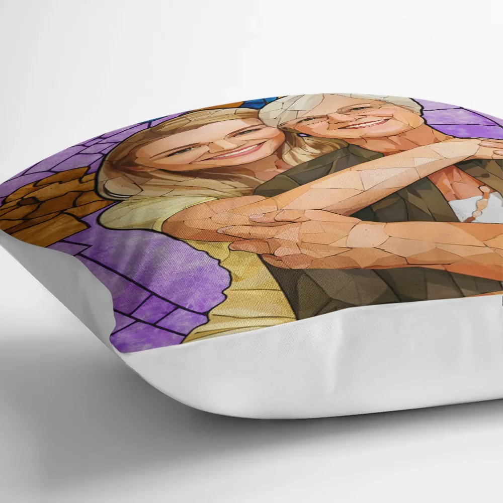 Custom Photo Stained Glass Portrait Mom Grandma Parents Family - Personalized Pillow - Image 4