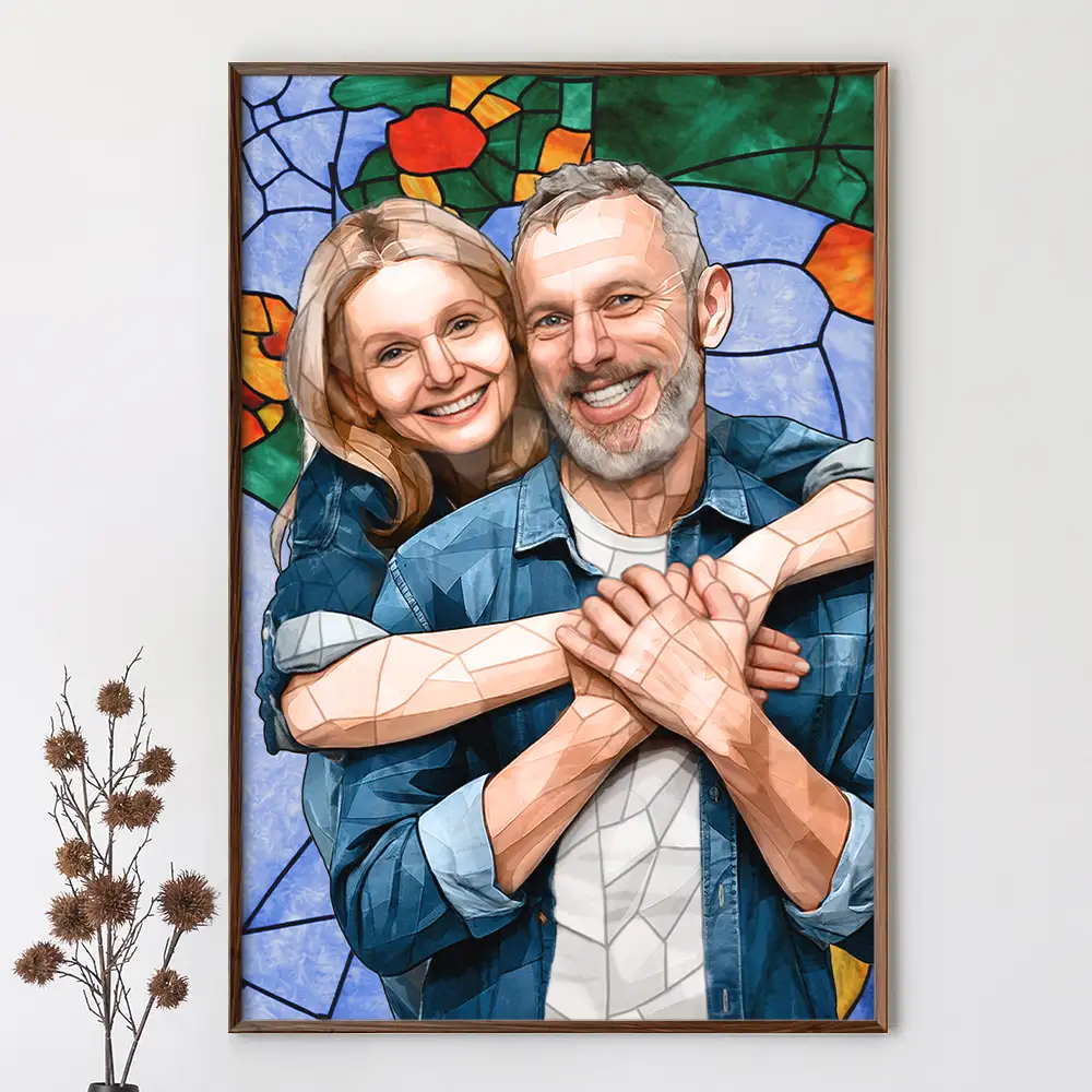 Custom Photo Stained Glass Portrait Mom Grandma Parents Family - Personalized Poster - Image 4