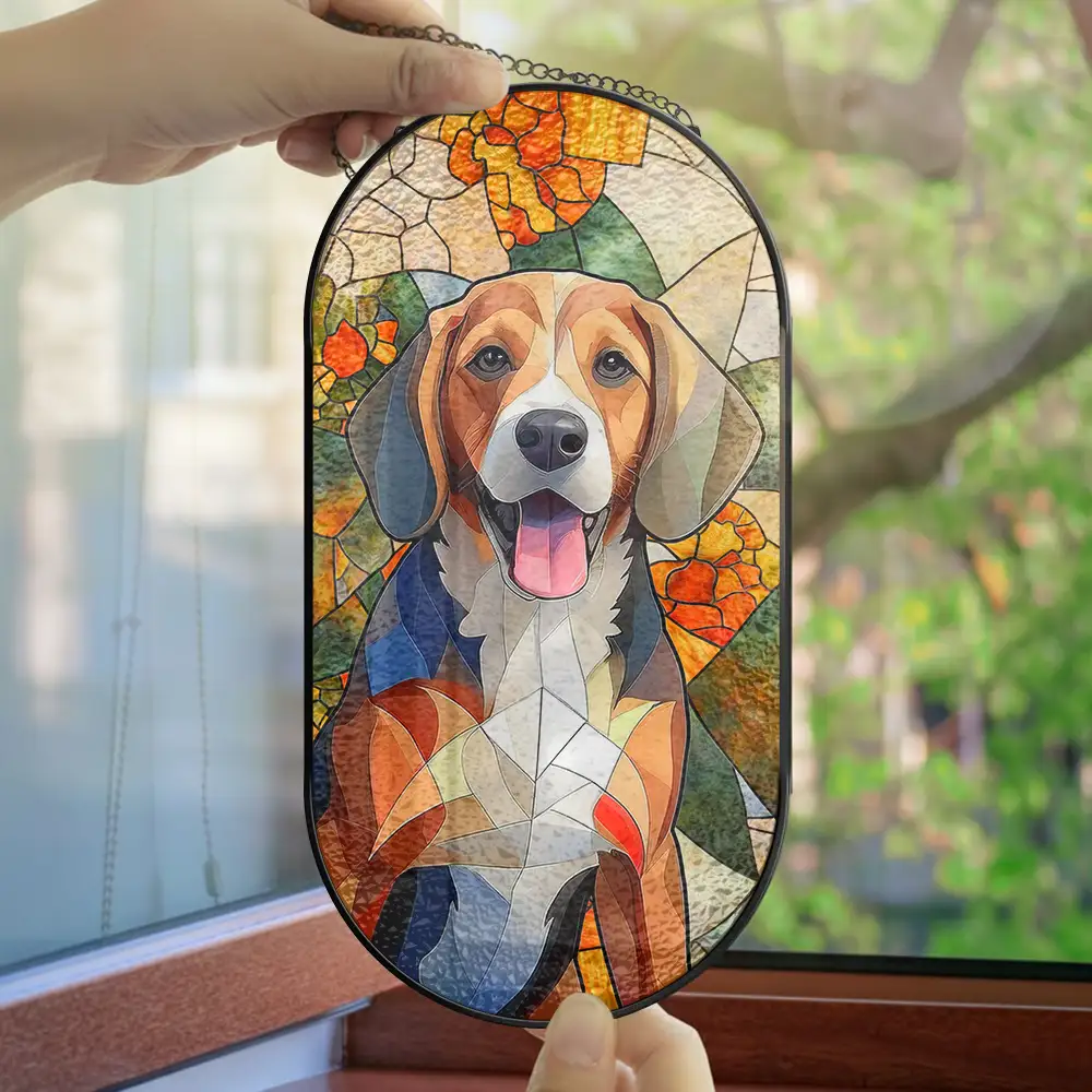 Custom Photo Stained Glass Portrait Mom Grandma Parents Family - Personalized Rounded Rectangle Stained Glass Suncatcher - Image 5