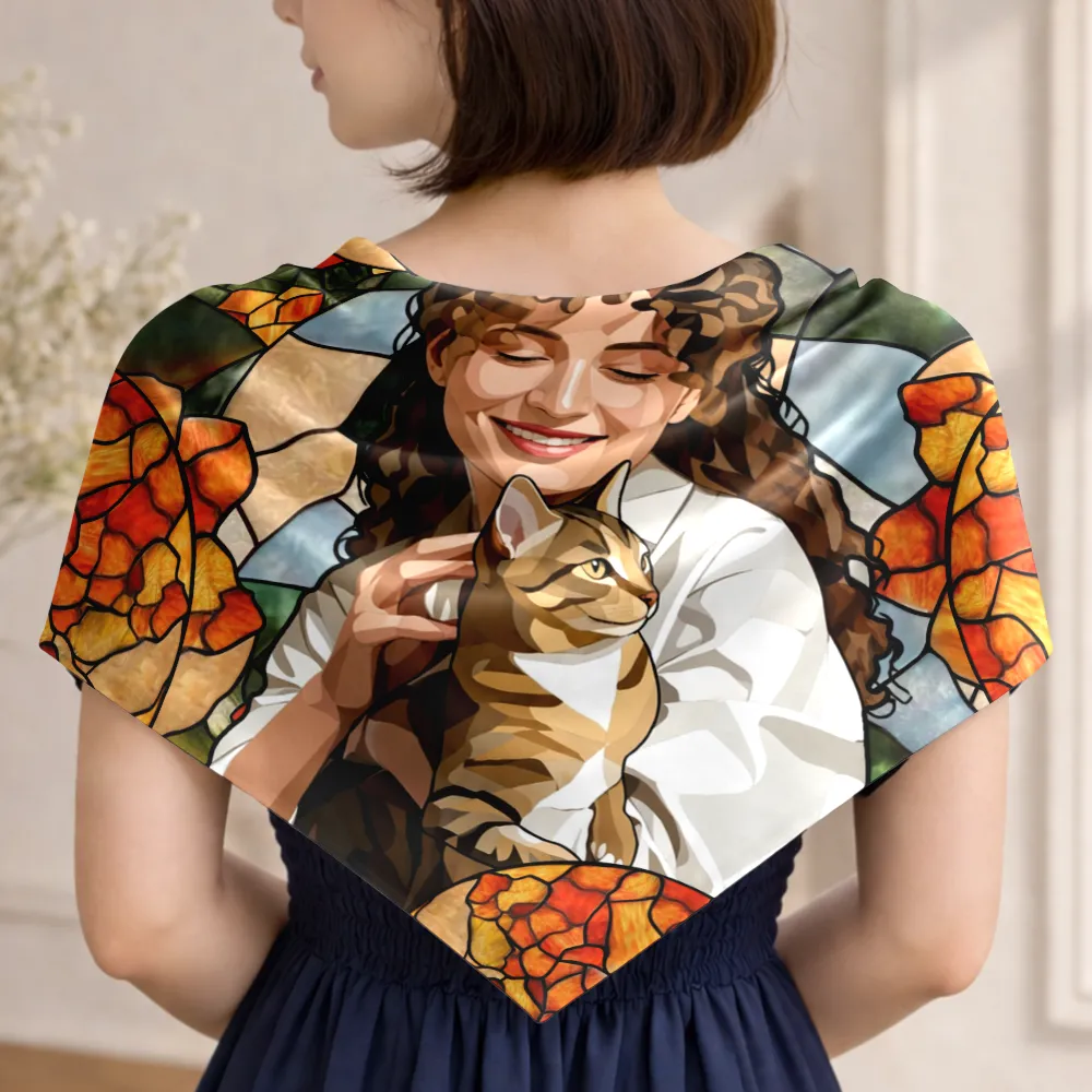 Custom Photo Stained Glass Portrait Mom Grandma Parents Family - Personalized Scarf - Image 6