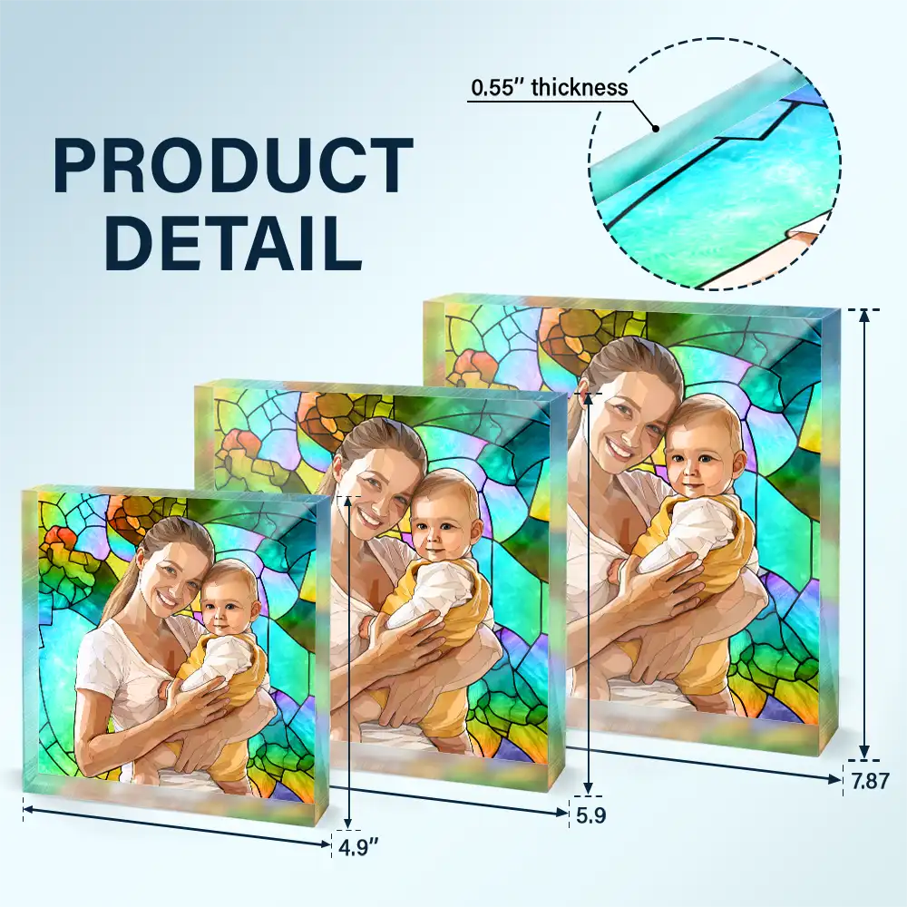 Custom Photo Stained Glass Portrait Mom Grandma Parents Family - Personalized Square Shaped Acrylic Plaque - Image 6