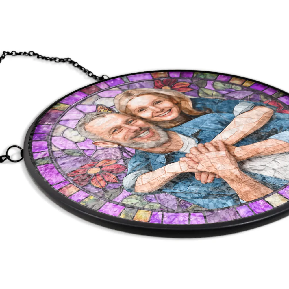 Custom Photo Stained Glass Portrait Mom Grandma Parents Family - Personalized Stained Glass Window Hanging Suncatcher - Image 6