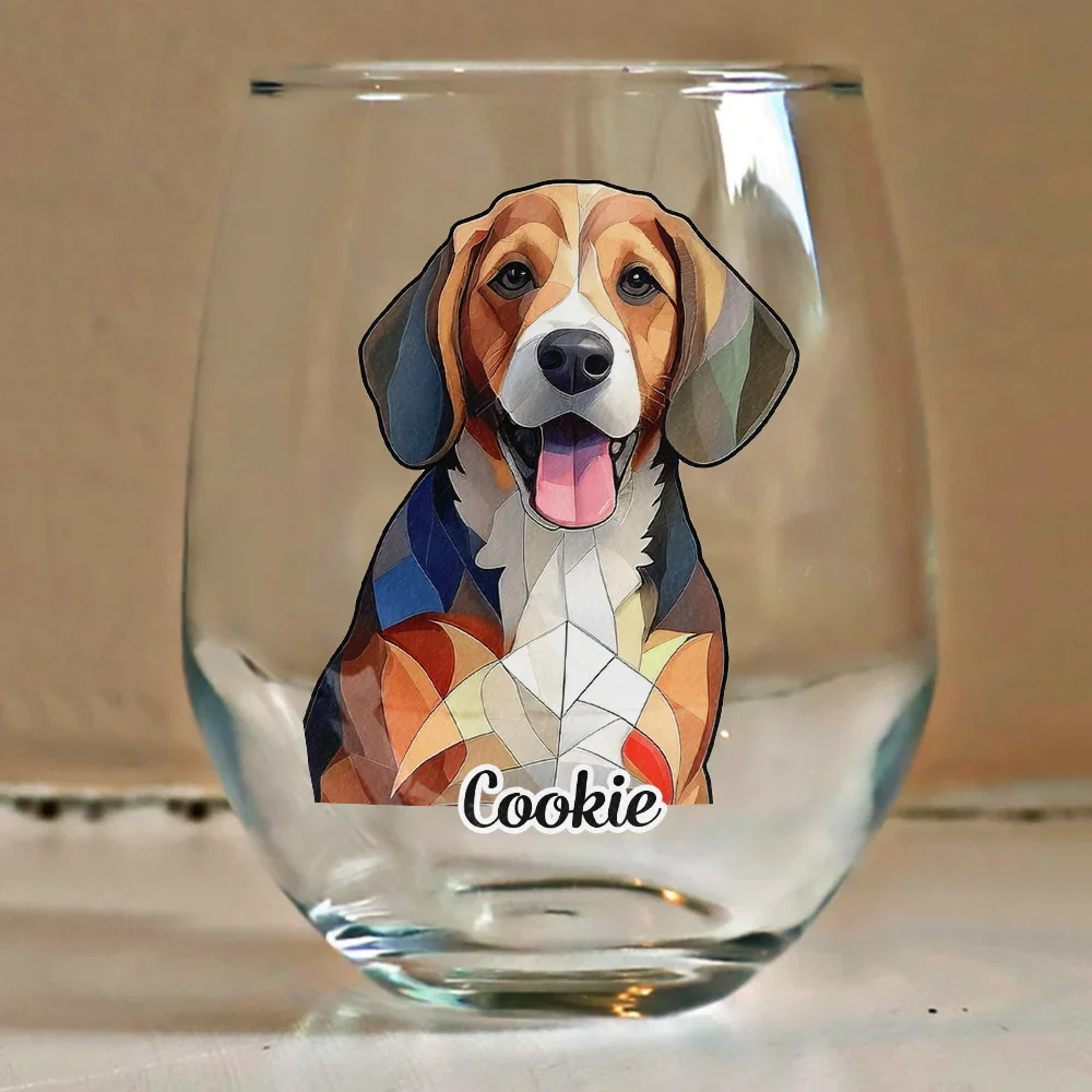 Custom Photo Stained Glass Portrait Mom Grandma Parents Family - Personalized Stemless Wine Glass - Image 5