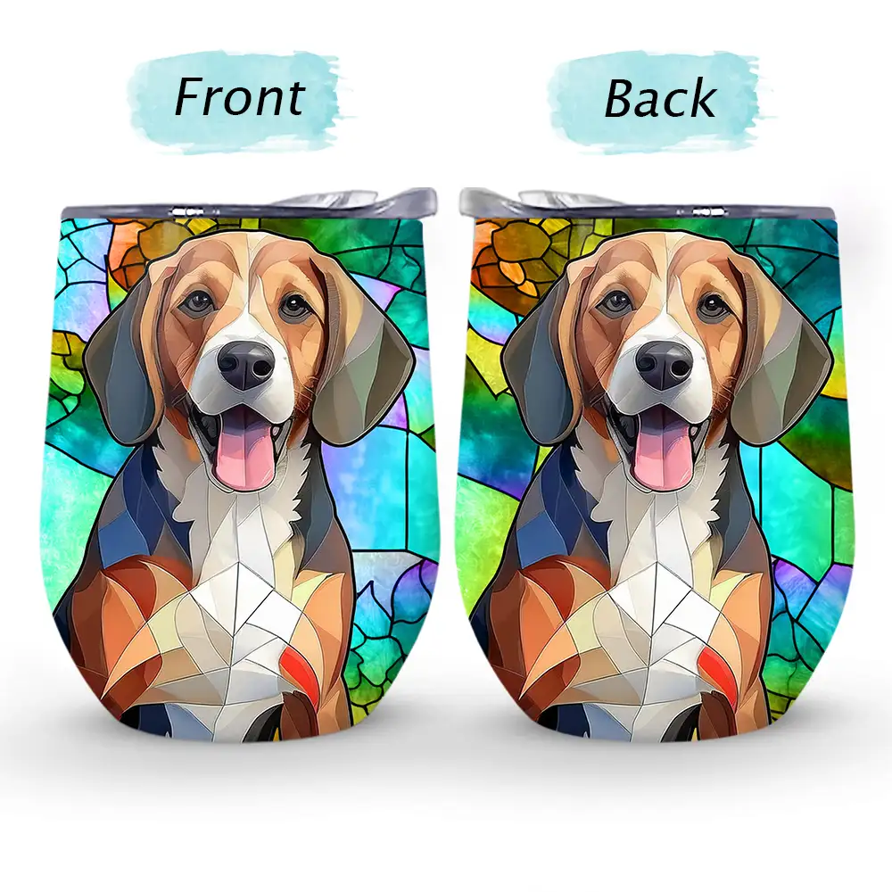 Custom Photo Stained Glass Portrait Mom Grandma Parents Family - Personalized Wine Tumbler - Image 5