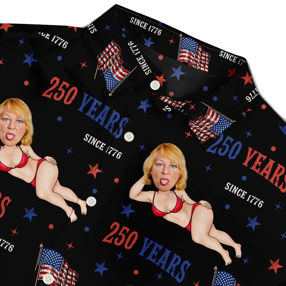 Custom Photo Star & Stripes 250 Years Anniversary Funny Man Woman - Personalized Hawaiian Shirt - Image 5