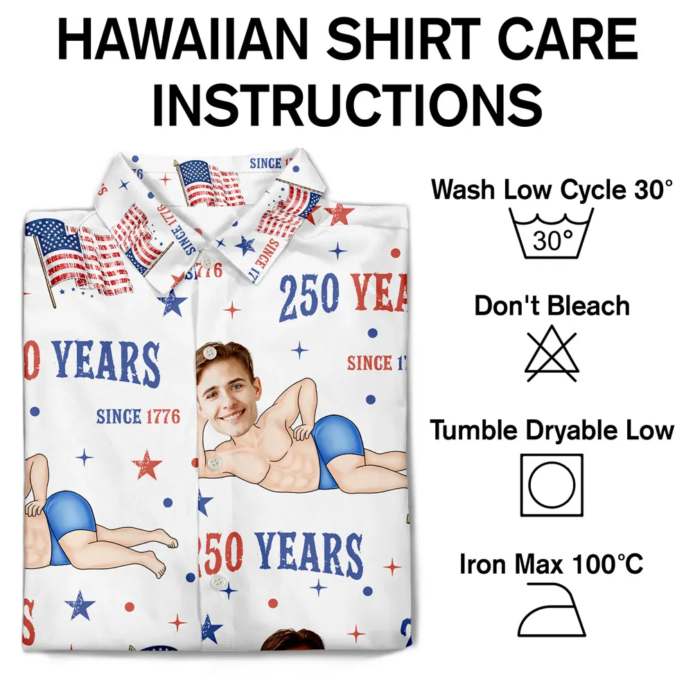 Custom Photo Star & Stripes 250 Years Anniversary Funny Man Woman - Personalized Hawaiian Shirt - Image 8