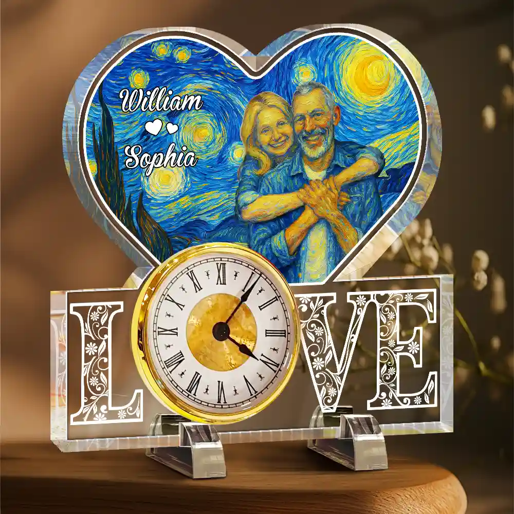 Custom Photo Starry Night You And Me We Got This - Personalized Acrylic Desk Clock - Image 3