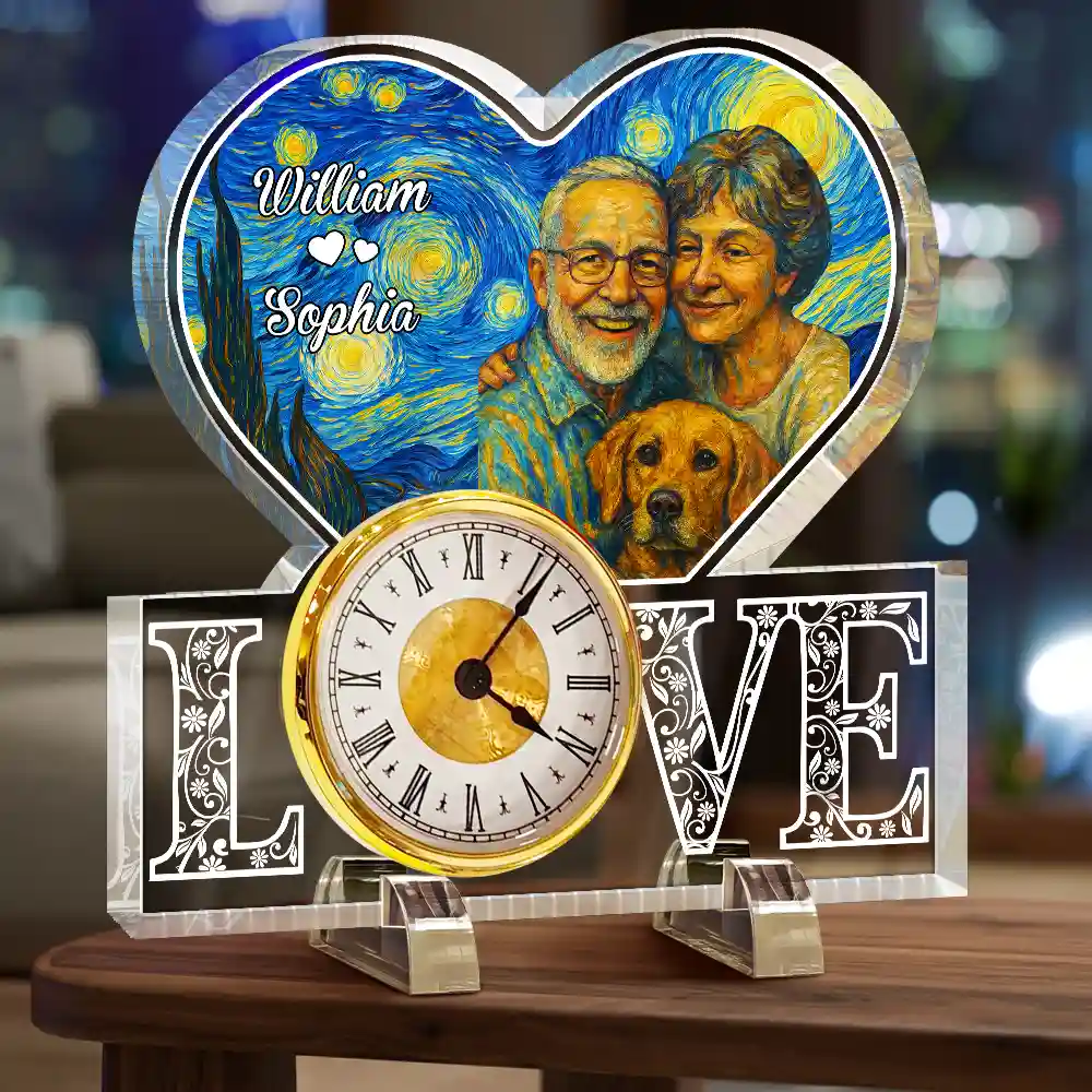Custom Photo Starry Night You And Me We Got This - Personalized Acrylic Desk Clock - Image 4