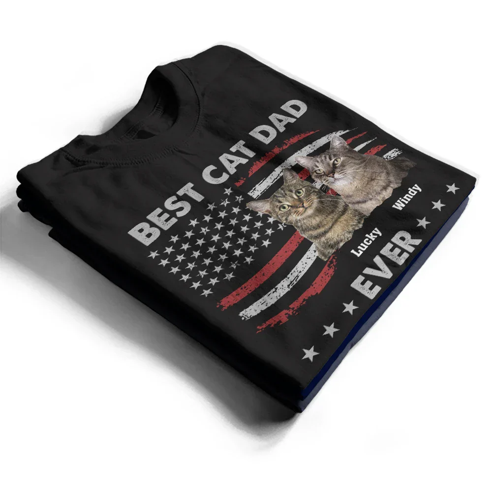 Custom Photo Stars And Striped Pet Dad - Personalized T Shirt - Image 3