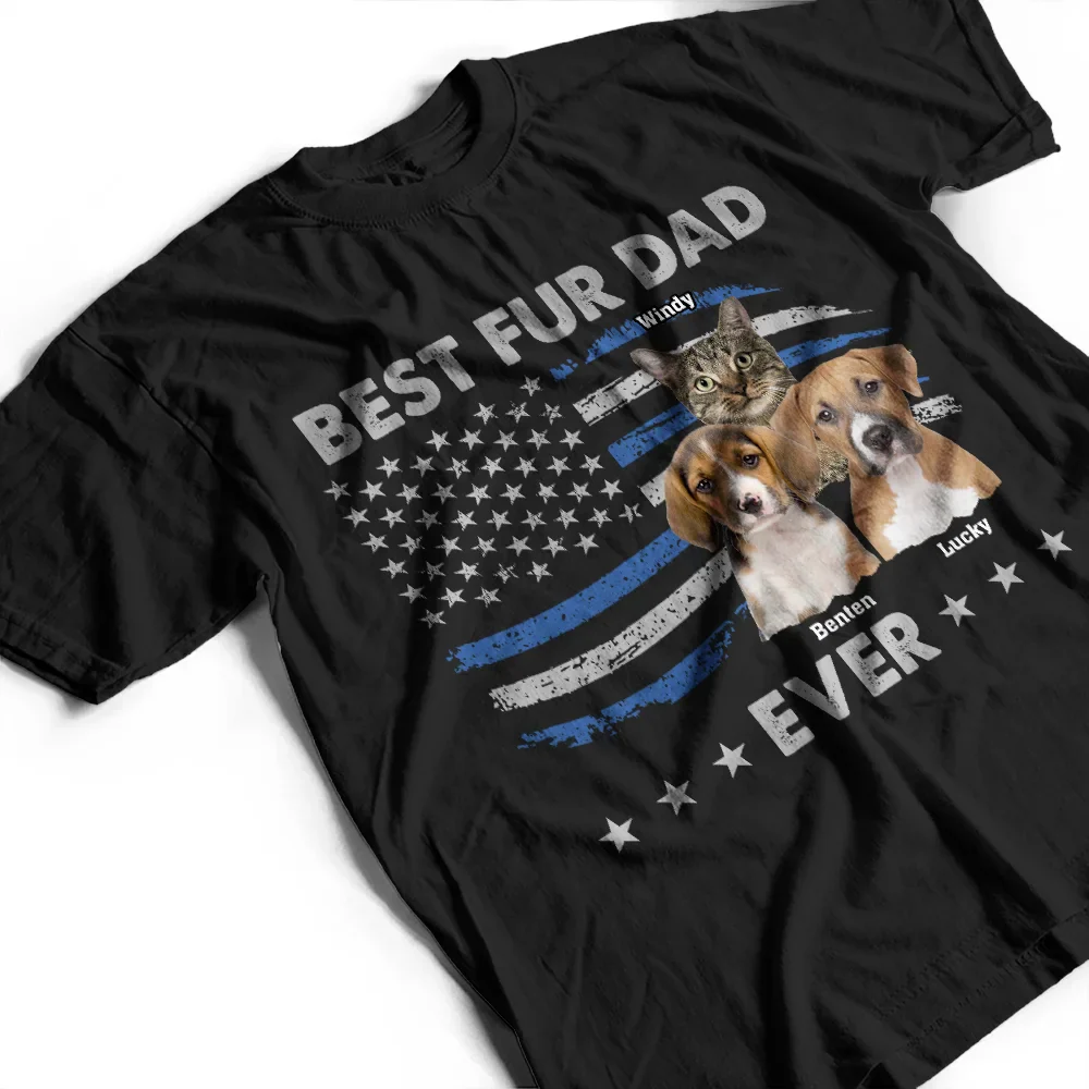Custom Photo Stars And Striped Pet Dad - Personalized T Shirt - Image 4