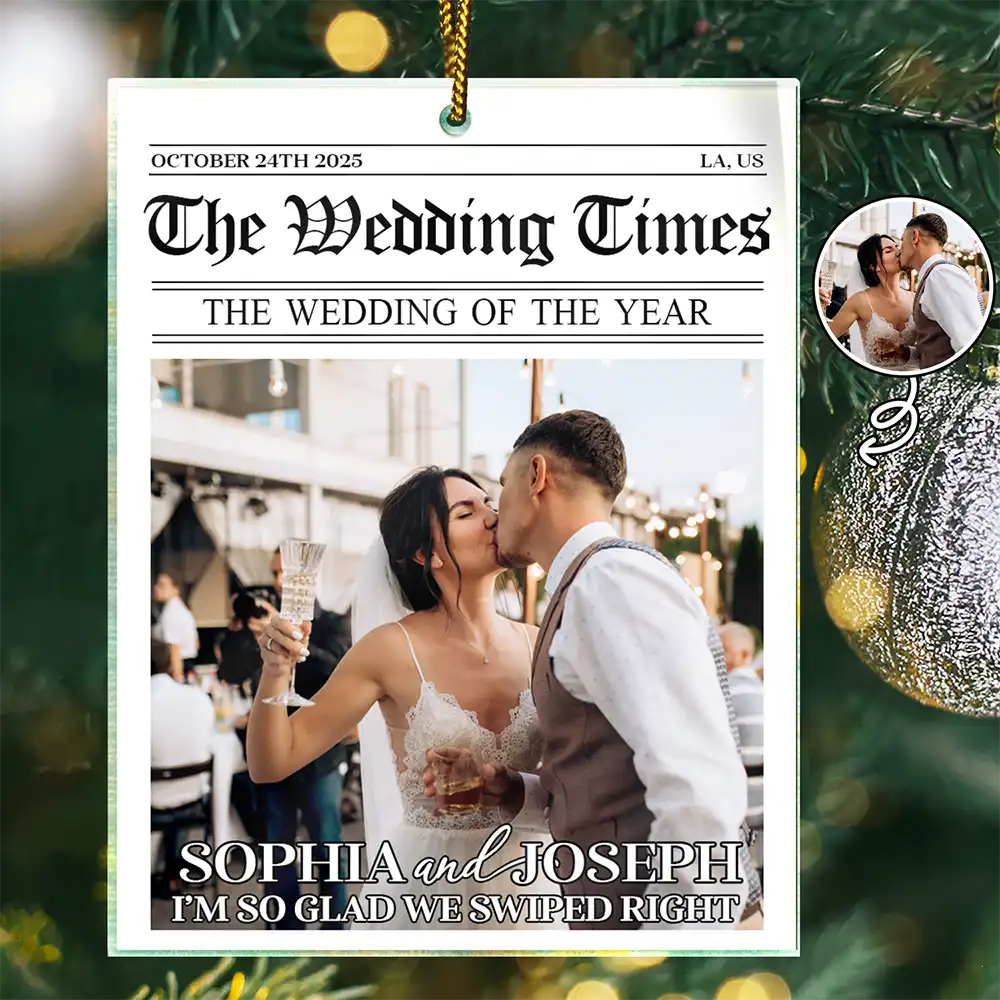 Custom Photo Started With A Message Couples - Personalized Custom Shaped Acrylic Ornament - Image 2