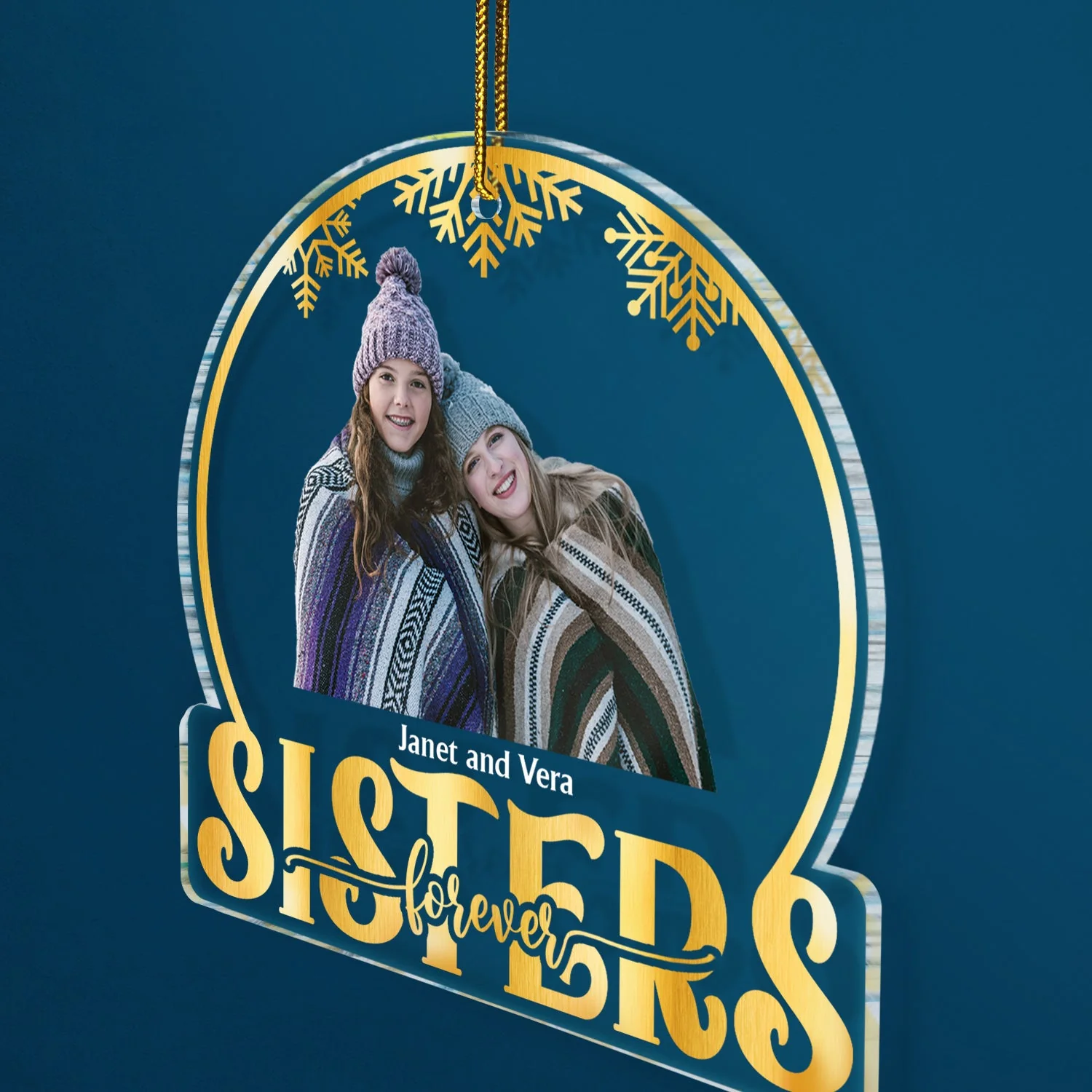 Custom Photo Stay Forever Snow Globe - Christmas Gift For Bestie, Sister, Sibling, Family - Personalized Custom Shaped Acrylic Ornament - Image 2