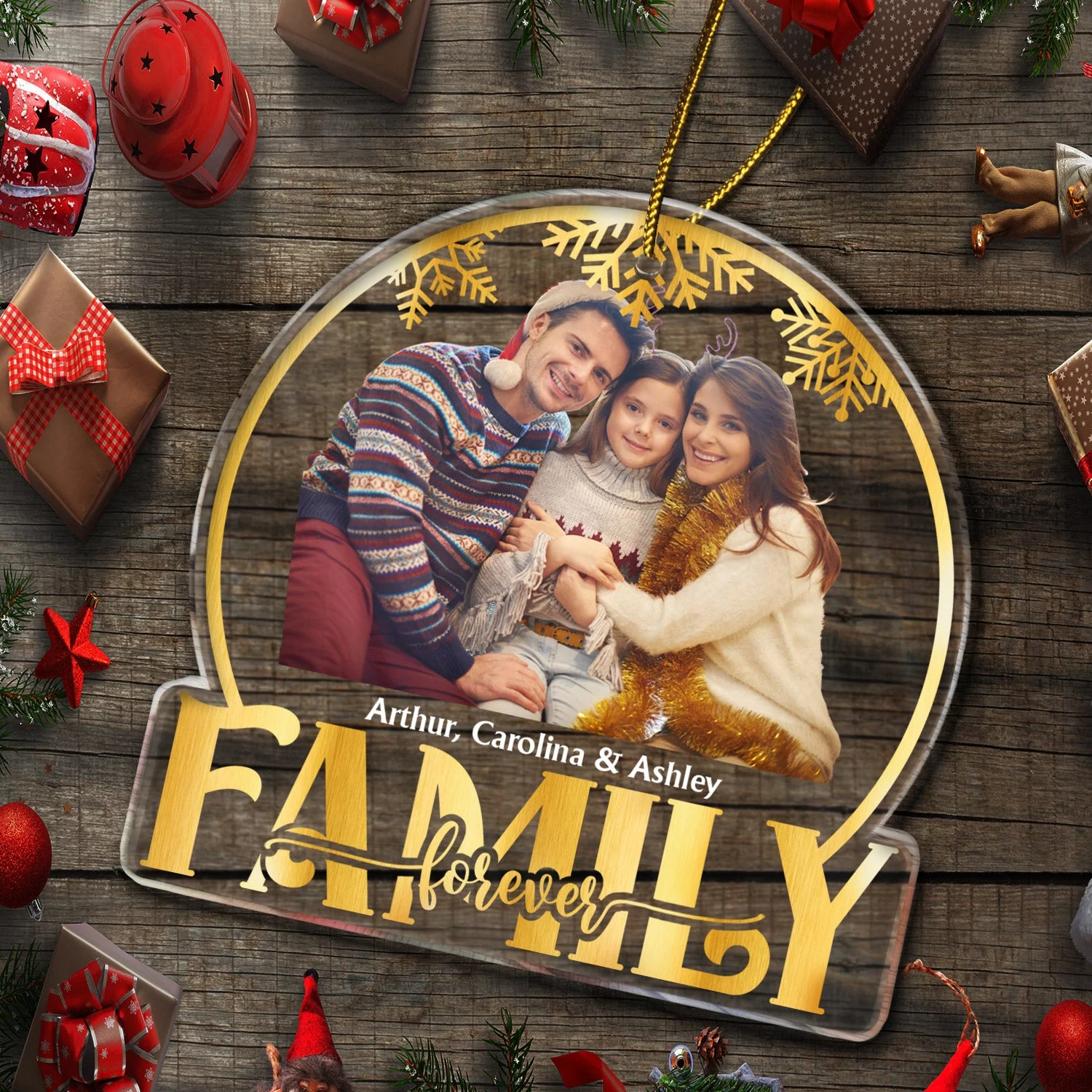 Custom Photo Stay Forever Snow Globe - Christmas Gift For Bestie, Sister, Sibling, Family - Personalized Custom Shaped Acrylic Ornament - Image 5