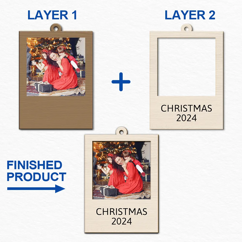 Custom Photo Strip Family Christmas - Personalized 2-Layered Wooden Ornament - Image 6