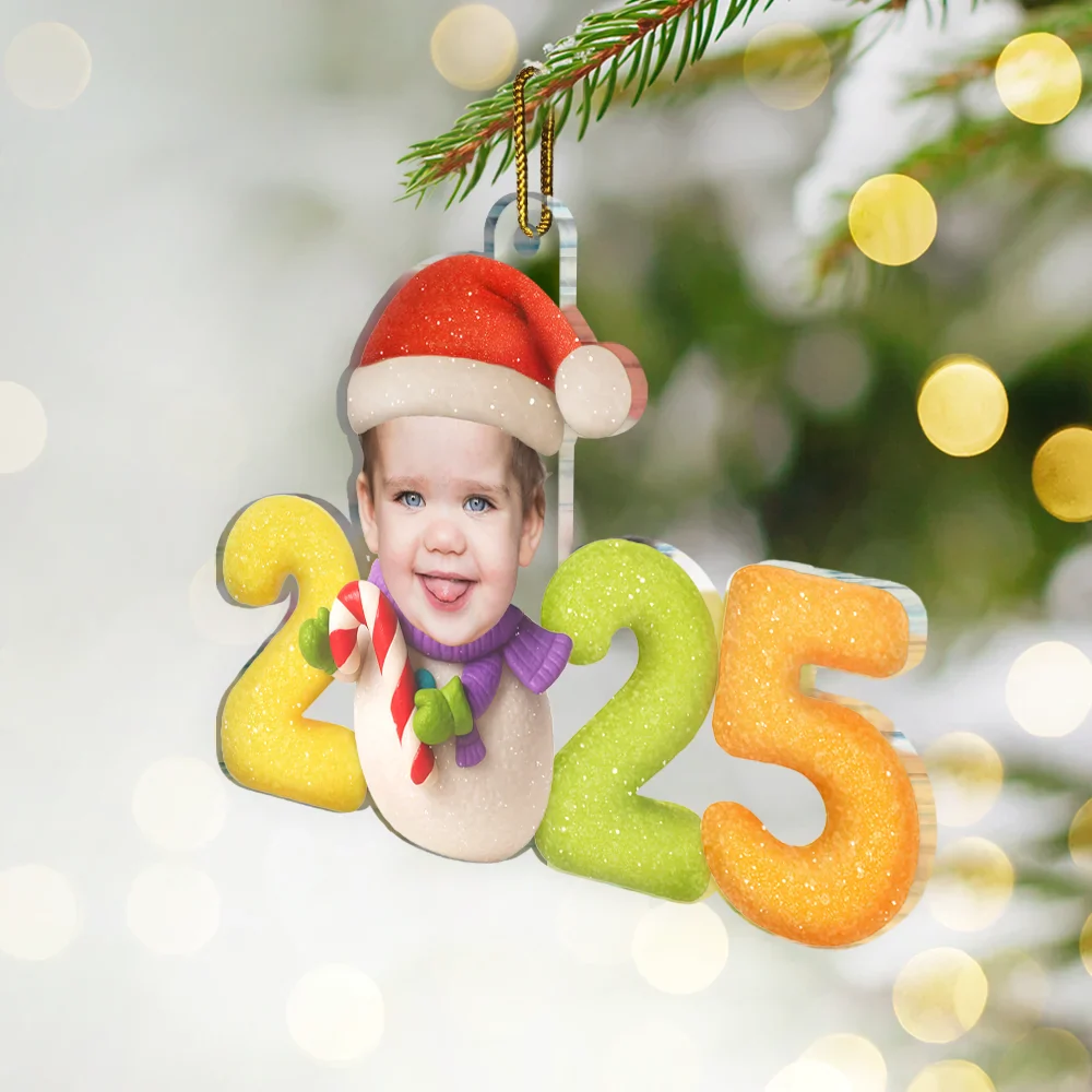 Custom Photo Sweet Candy Snowman Funny Baby First Christmas - Personalized Custom Shaped Acrylic Ornament - Image 3