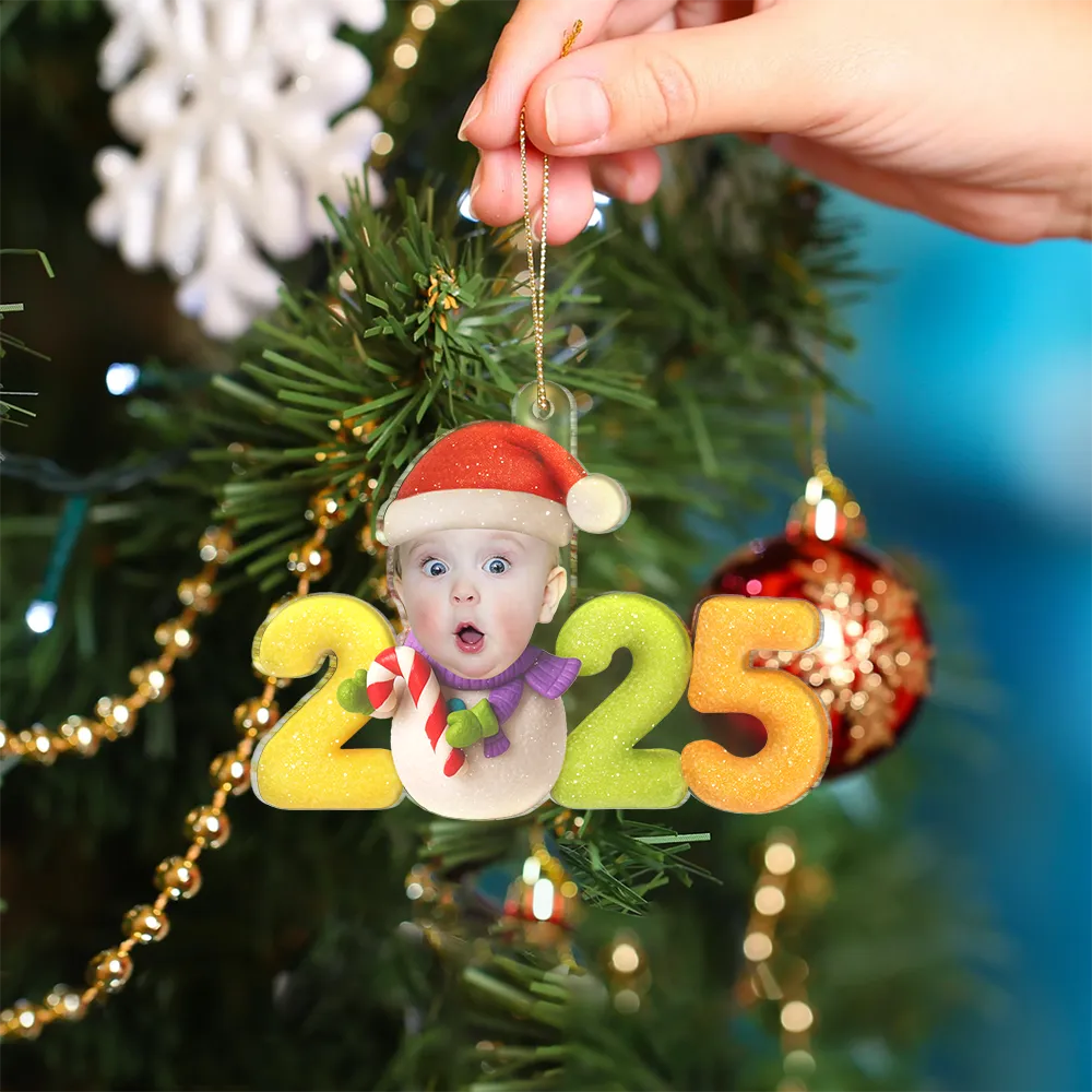 Custom Photo Sweet Candy Snowman Funny Baby First Christmas - Personalized Custom Shaped Acrylic Ornament - Image 5