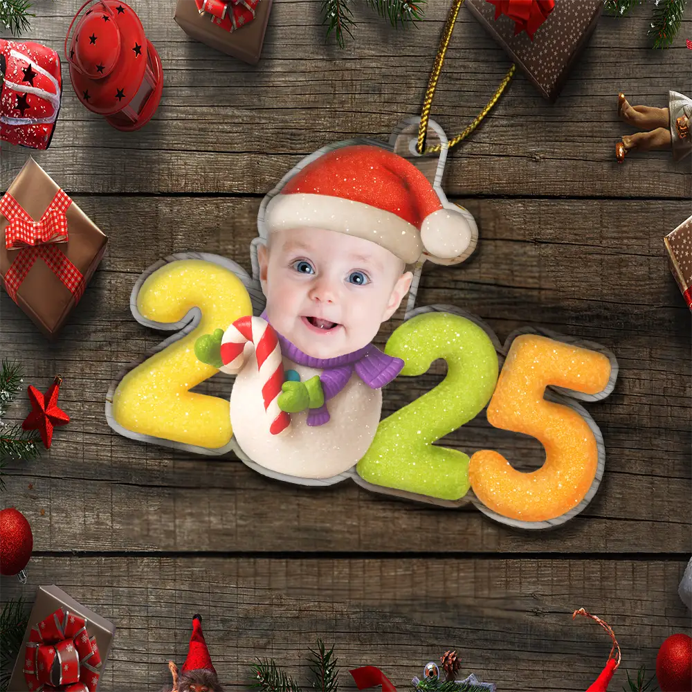 Custom Photo Sweet Candy Snowman Funny Baby First Christmas - Personalized Custom Shaped Acrylic Ornament - Image 6