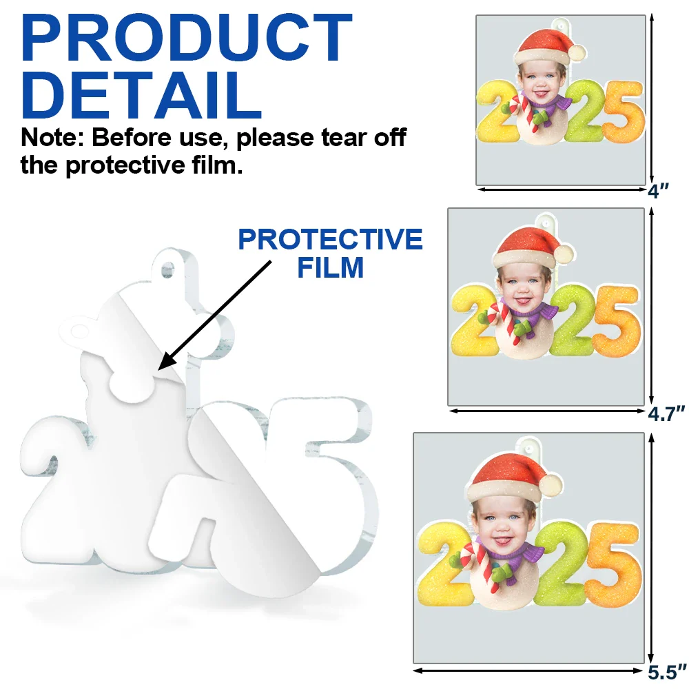 Custom Photo Sweet Candy Snowman Funny Baby First Christmas - Personalized Custom Shaped Acrylic Ornament - Image 7