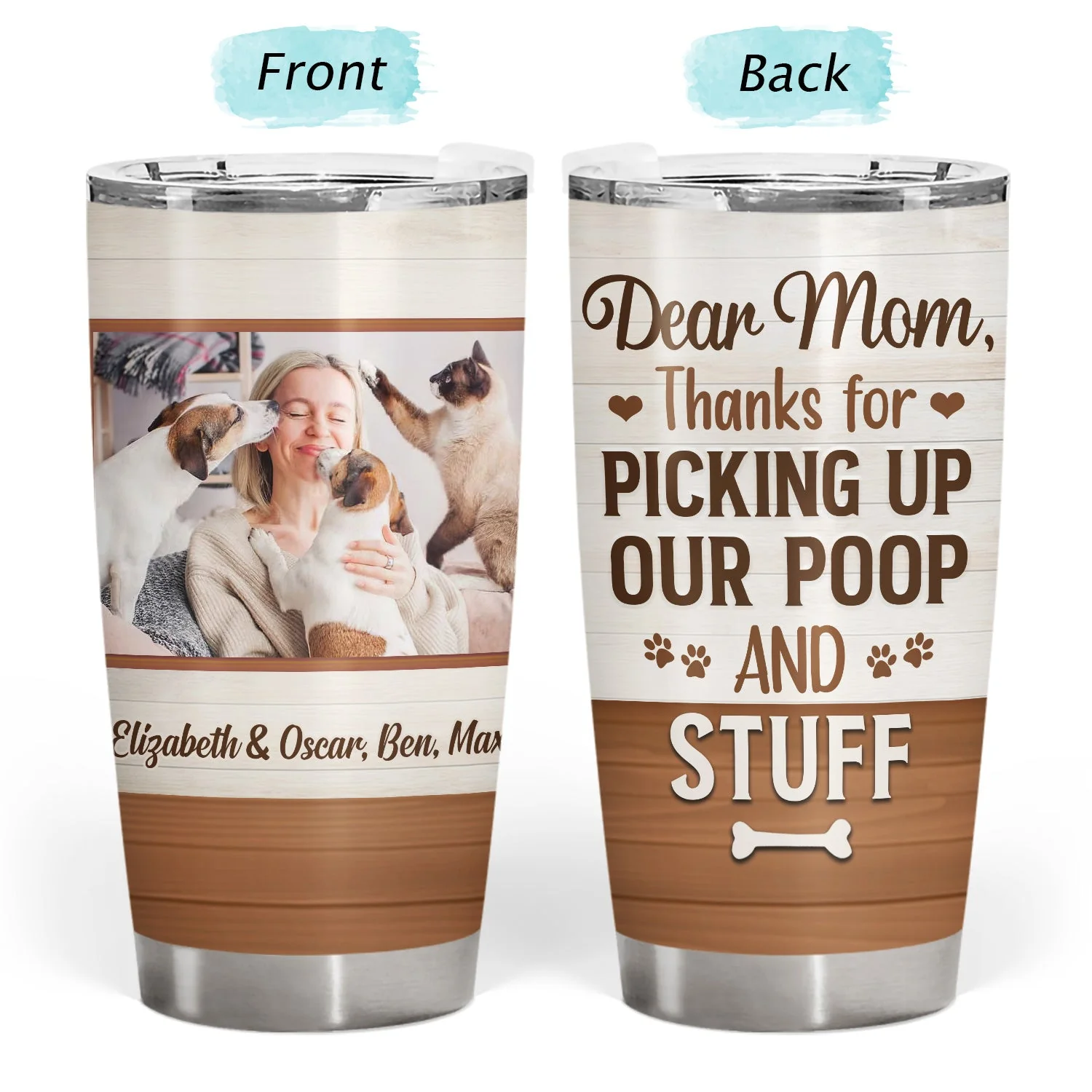 Custom Photo Thank You Best Dog Mom Ever, Best Cat Dad Ever - Gift For Pet Lovers - Personalized Custom Tumbler - Image 3