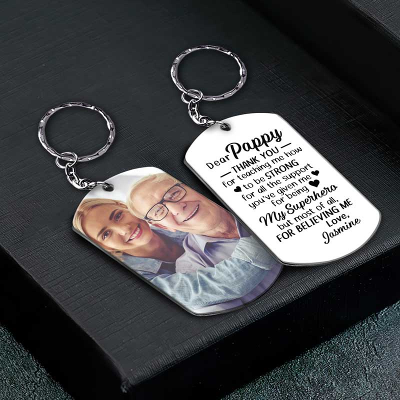 Custom Photo Thank You For Teaching Me How To Be Strong - Personalized Aluminum Keychain - Image 2