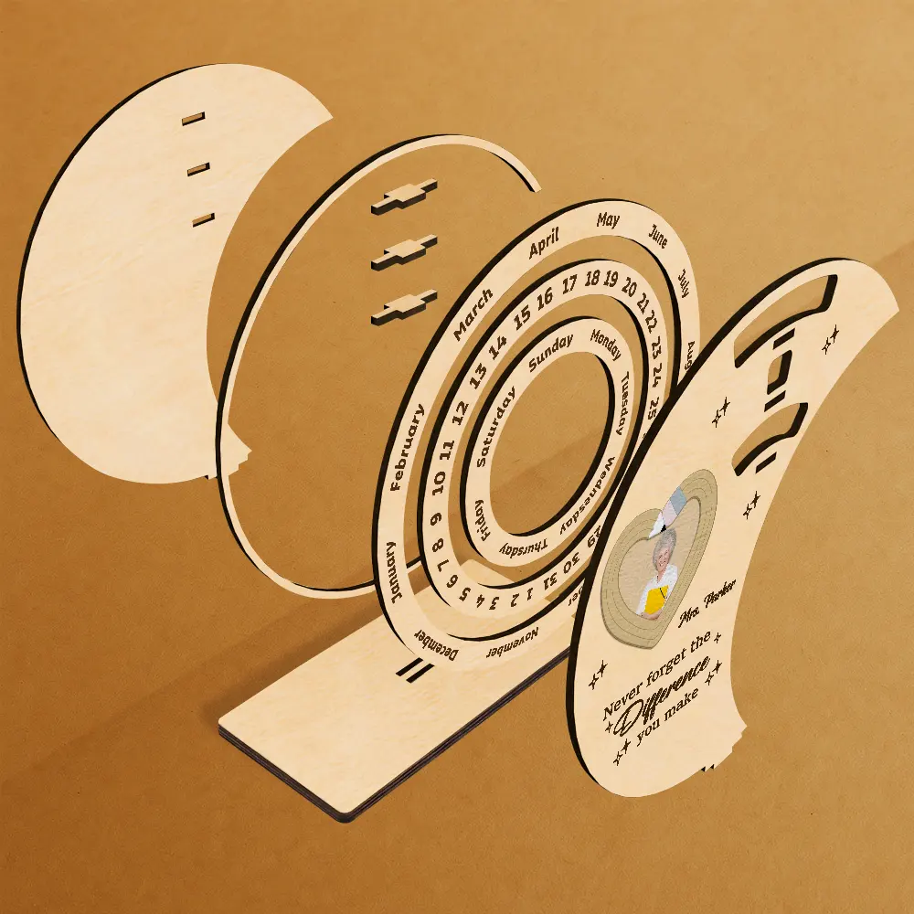 Custom Photo Thank You Teacher For Shaping Little Minds - Personalized Spinning Perpetual Desk Calendar - Image 3