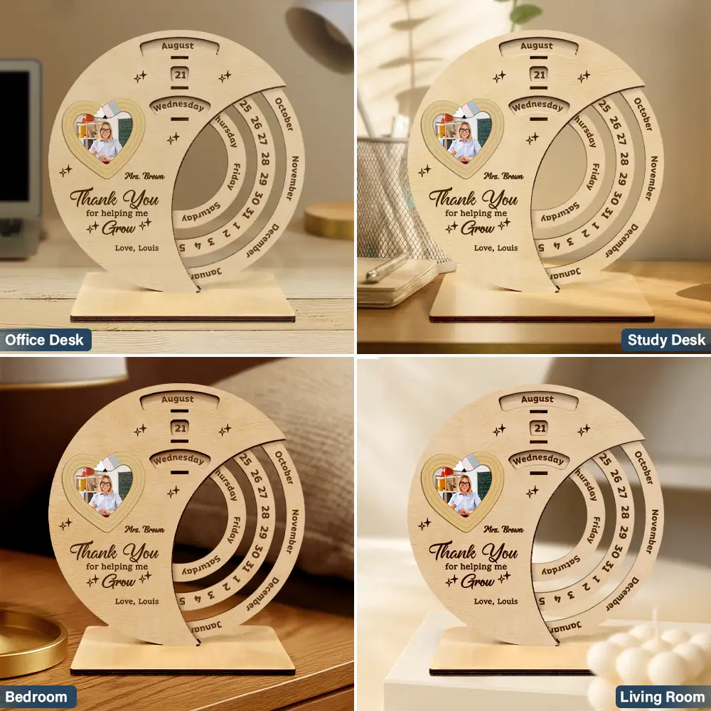 Custom Photo Thank You Teacher For Shaping Little Minds - Personalized Spinning Perpetual Desk Calendar - Image 7