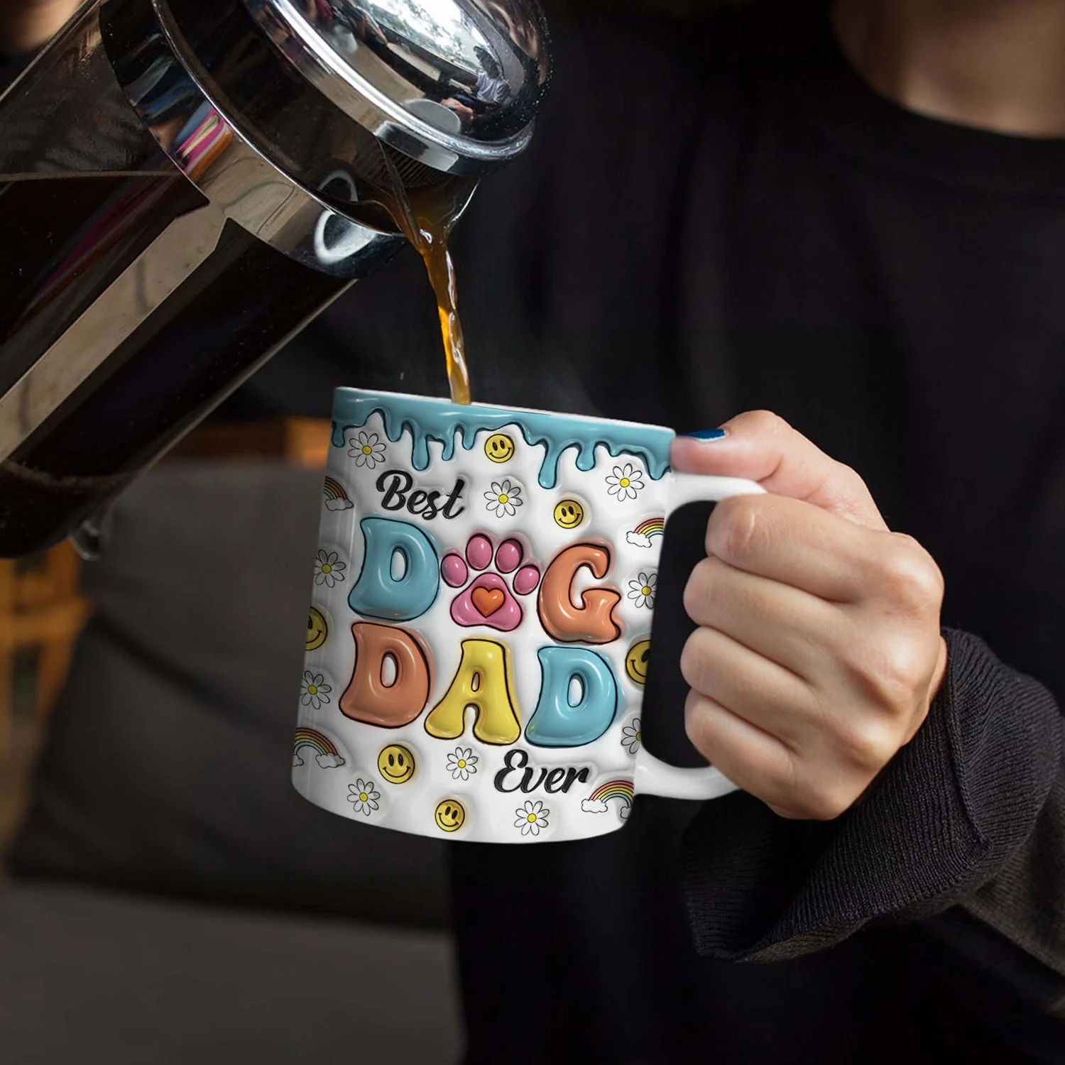 Custom Photo Thanks For All The Belly Rubs - Gift For Dog Dad, Dog Lovers - 3D Inflated Effect Printed Mug, Personalized White Edge-to-Edge Mug - Image 4