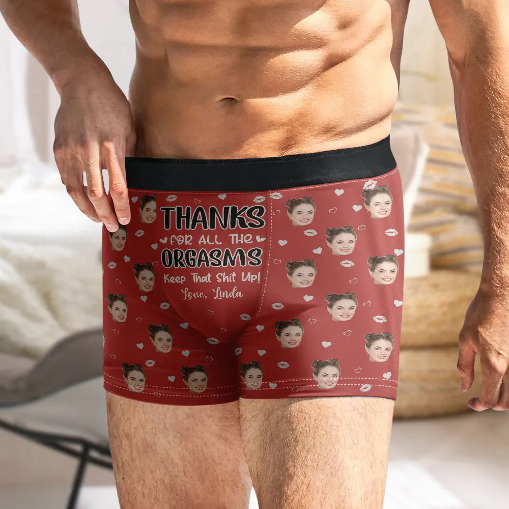 Custom Photo Thanks For All The Orgasms - Personalized Men's Boxer Briefs - Image 6