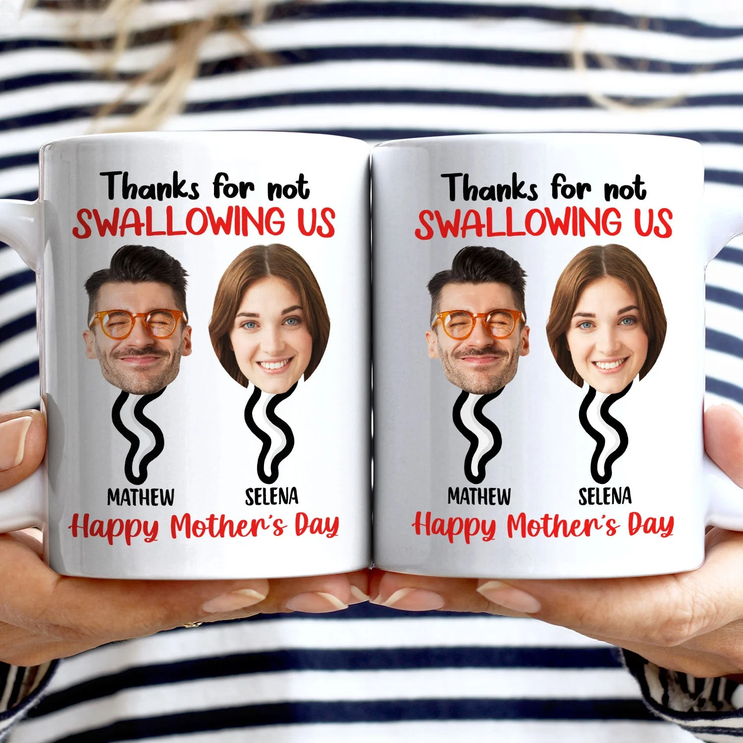 Custom Photo Thanks For Not Swallowing - Funny Gift For Mother - Personalized Mug - Image 4