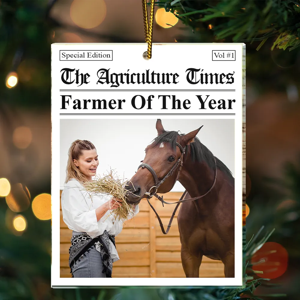 Custom Photo The Agriculture Times Farmer Of The Year - Personalized Custom Shaped Acrylic Ornament - Image 4