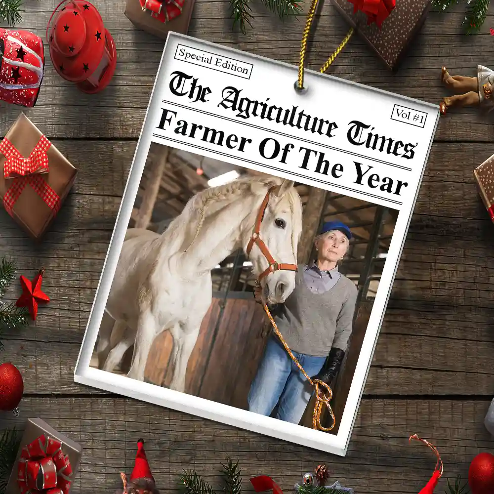 Custom Photo The Agriculture Times Farmer Of The Year - Personalized Custom Shaped Acrylic Ornament - Image 6