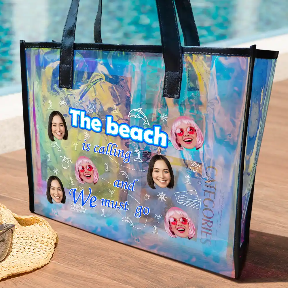 Custom Photo The Beach Is Calling And I Must Go - Personalized Holographic Tote - Image 3