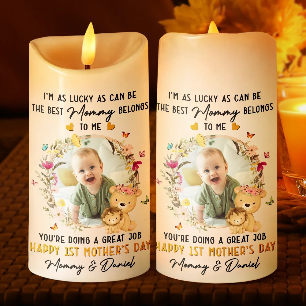 Custom Photo The Best Mommy Belongs To Me - Personalized Flameless LED Candle - Image 2