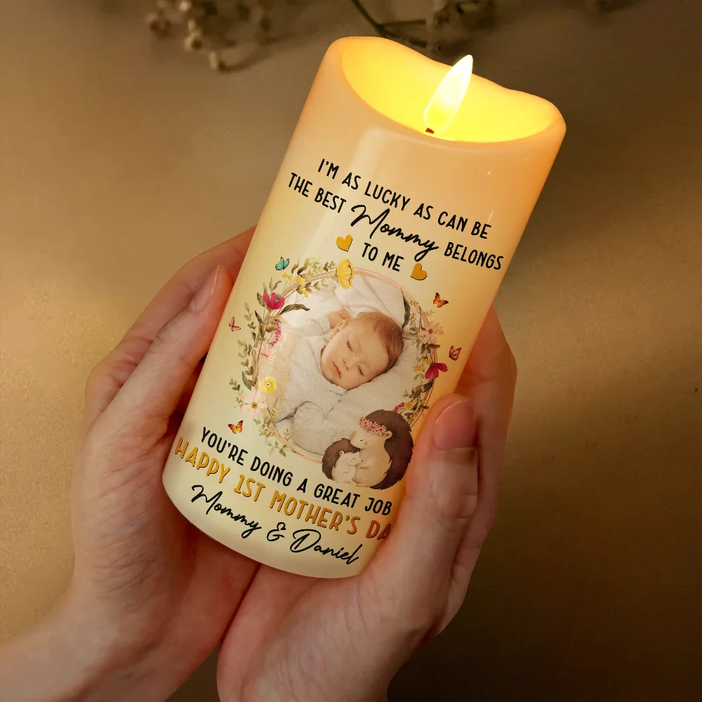 Custom Photo The Best Mommy Belongs To Me - Personalized Flameless LED Candle - Image 3