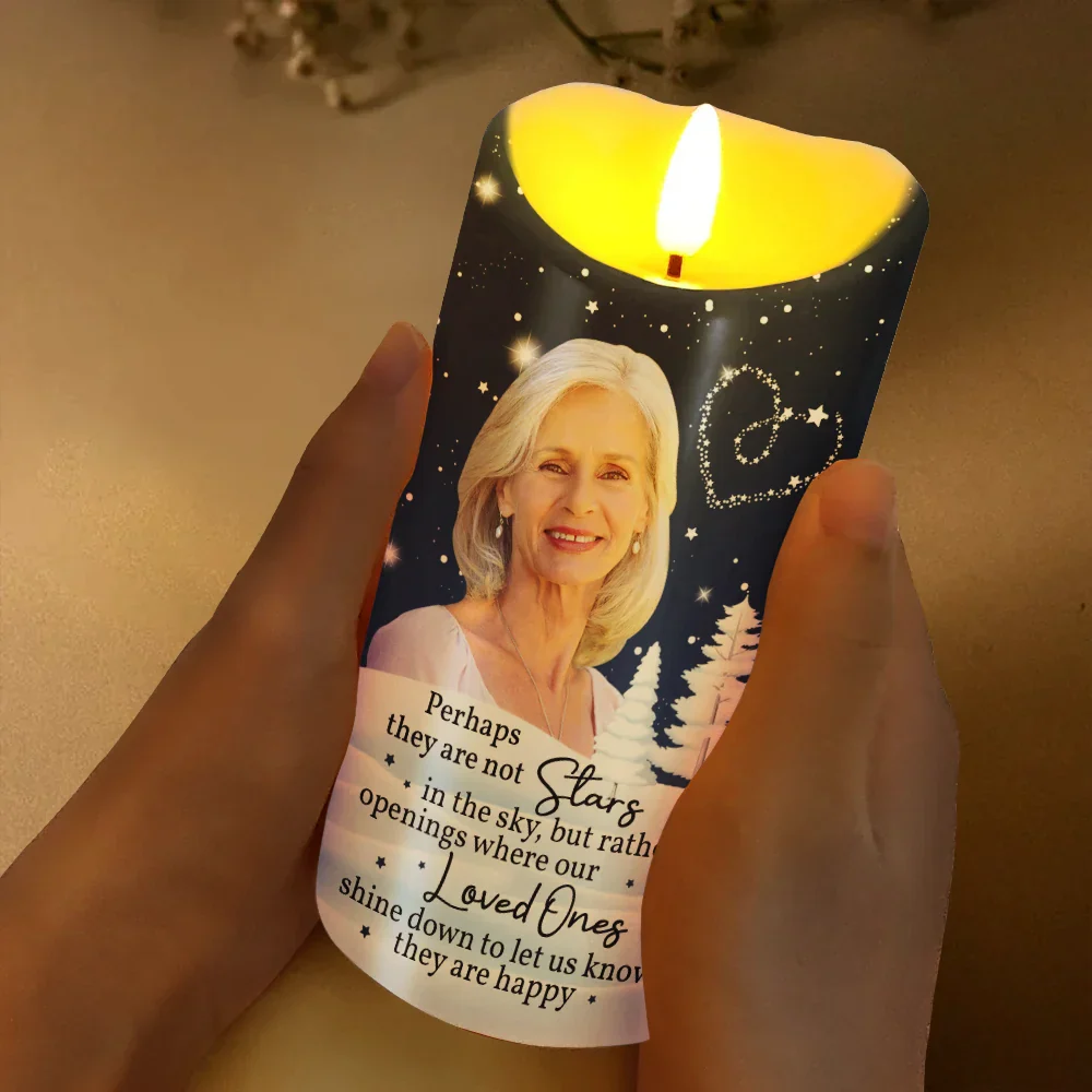 Custom Photo The Brightest Star In The Sky Memorial Family - Personalized Flameless LED Candle - Image 4