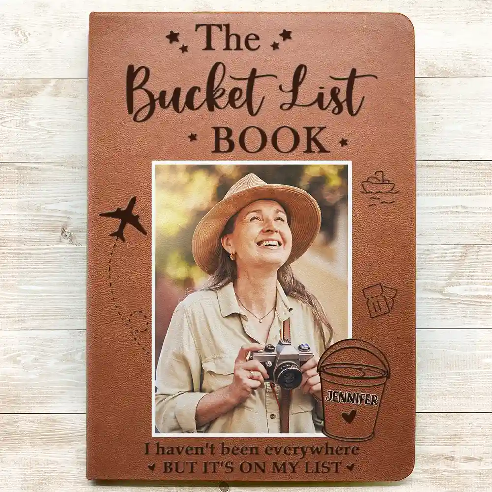 Custom Photo The Bucket List Book Embracing Moments Not Things - Personalized Leather Journal - Image 3
