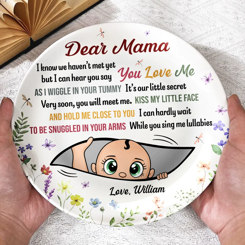 Custom Photo The Bump Snuggles In Your Arms - Personalized Ceramic Plate - Image 3